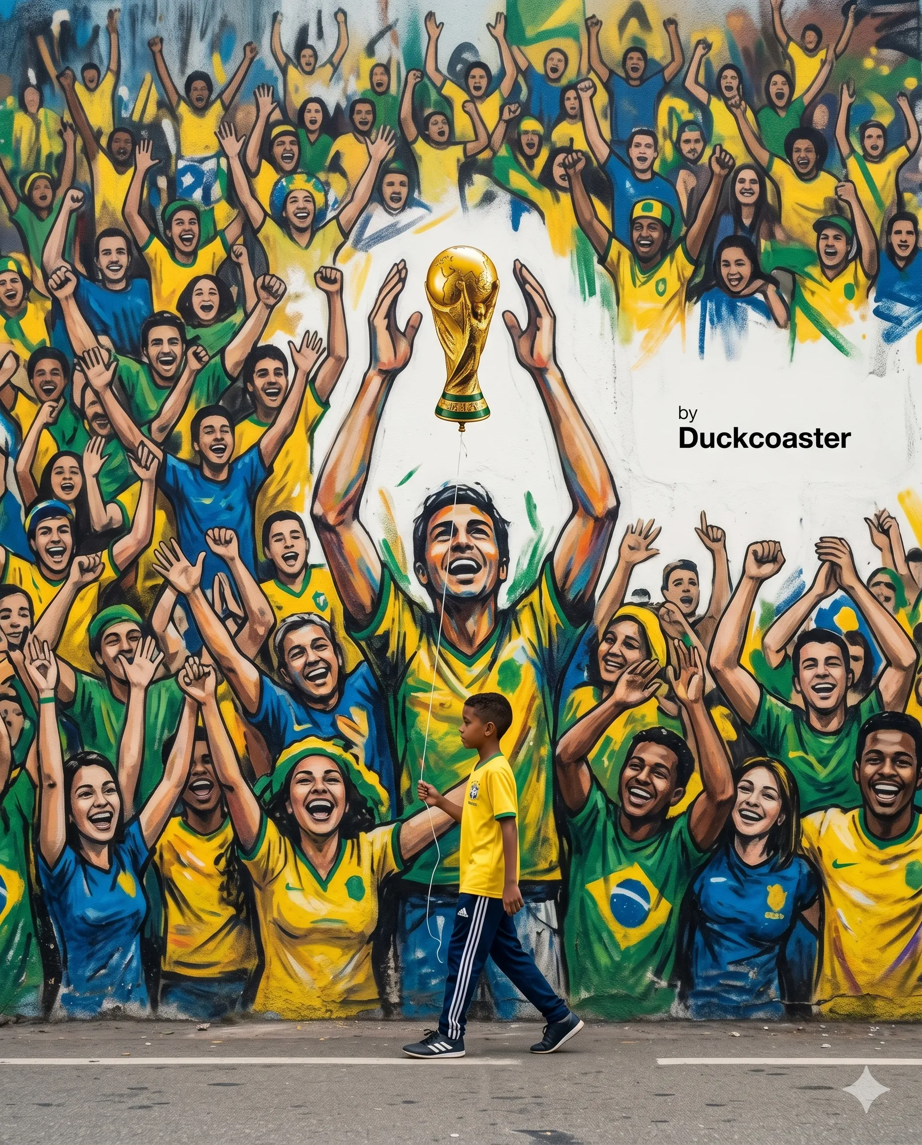 Nano Banana 2 prompt | Soccer Spirit: Football Street Art Illusion