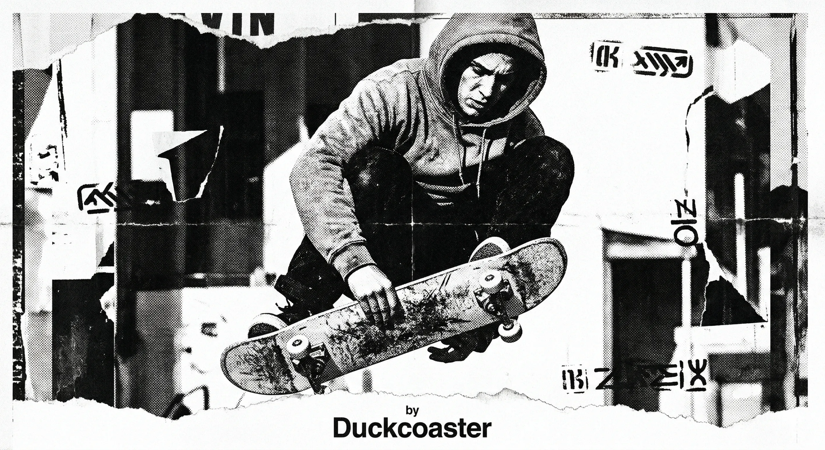 Nano Banana 2 prompt | Raw Skate Zine in Xerox Motion