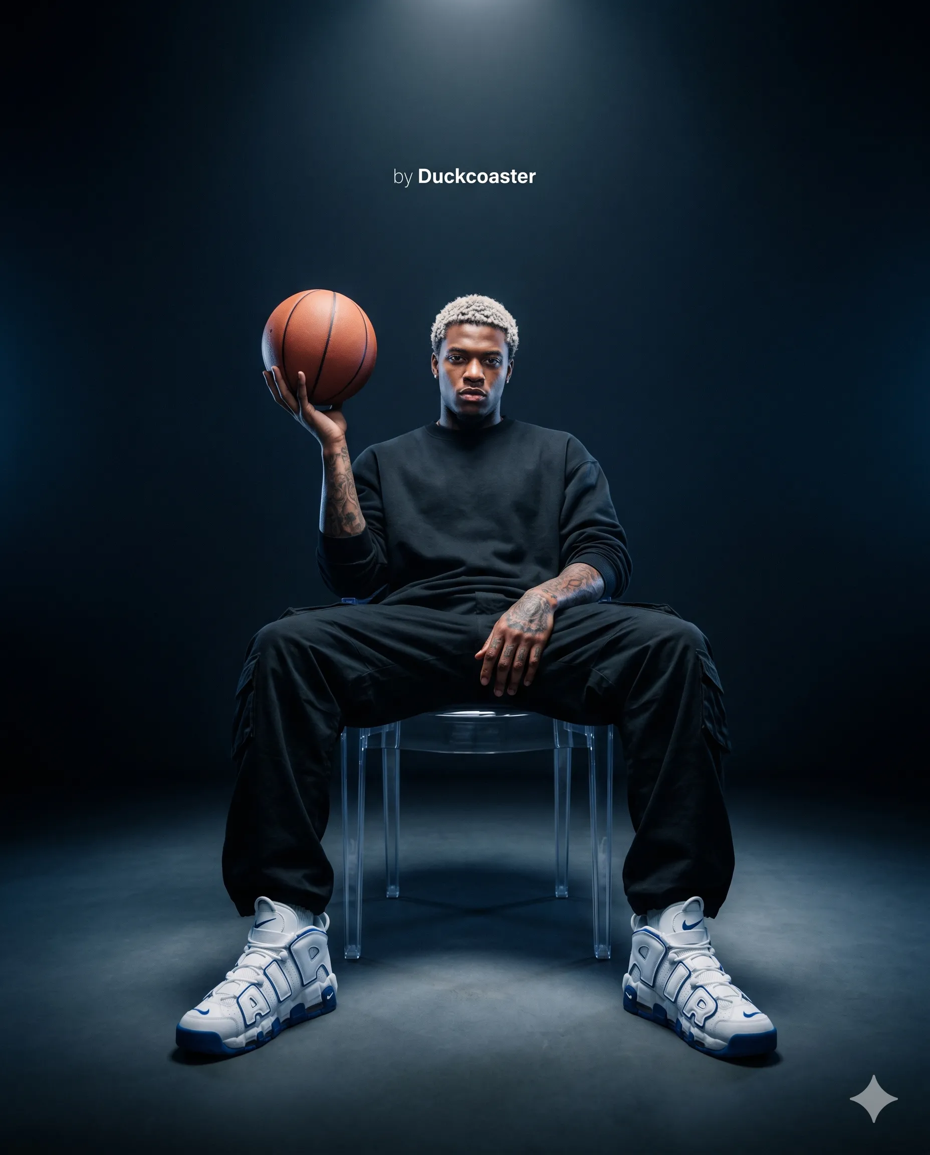 Nano Banana 2 prompt | Basketball Editorial on Acrylic Pedestal