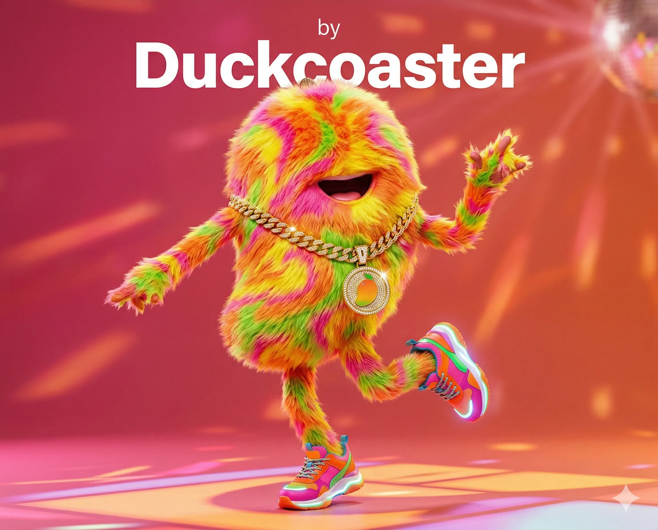 Nano Banana 2 prompt | A mango vibrant neon colors fur moves dynamically with the rhythm of the dance.