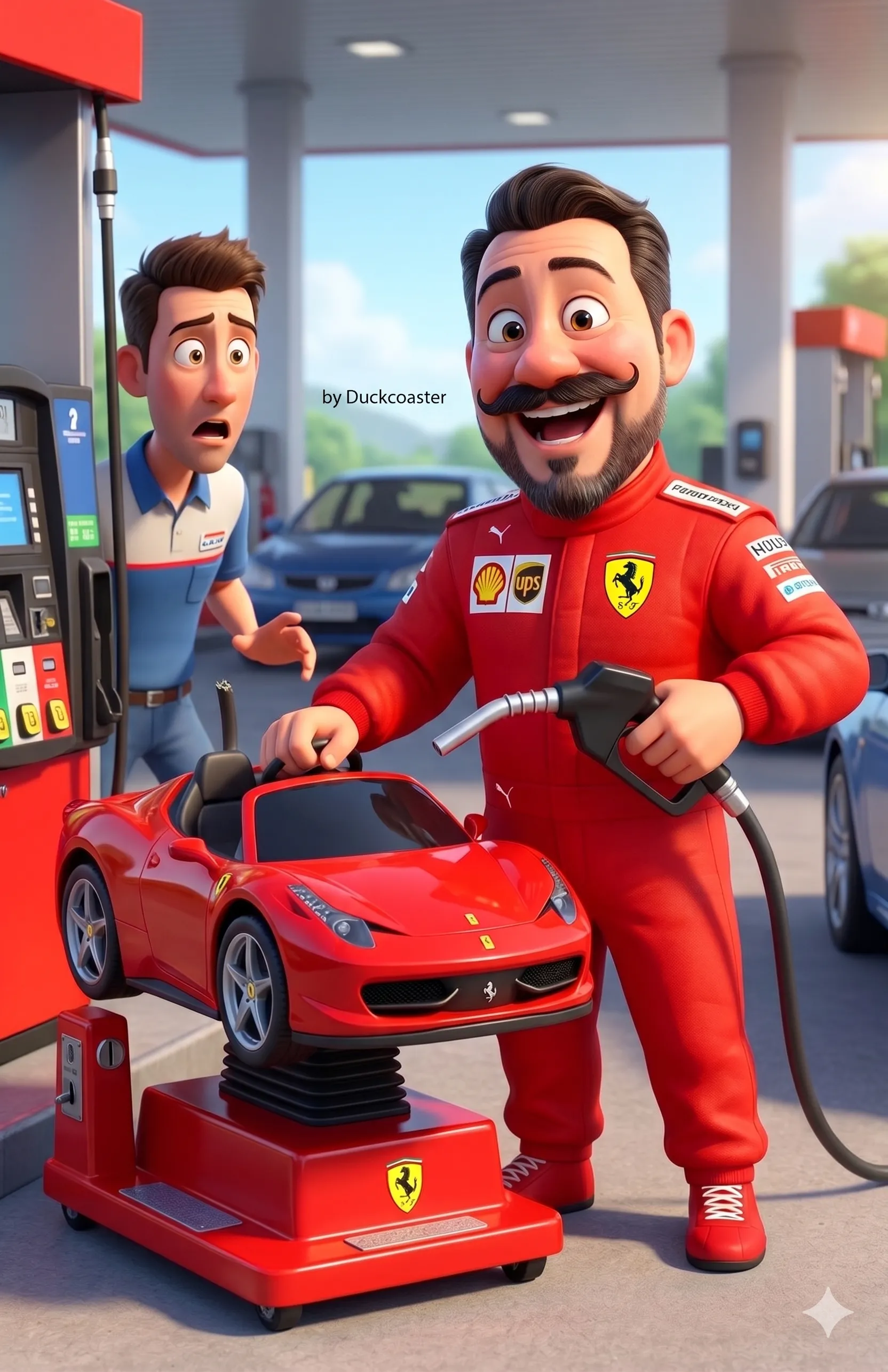Nano Banana 2 prompt | Ferrari Dreams at the Gas Station