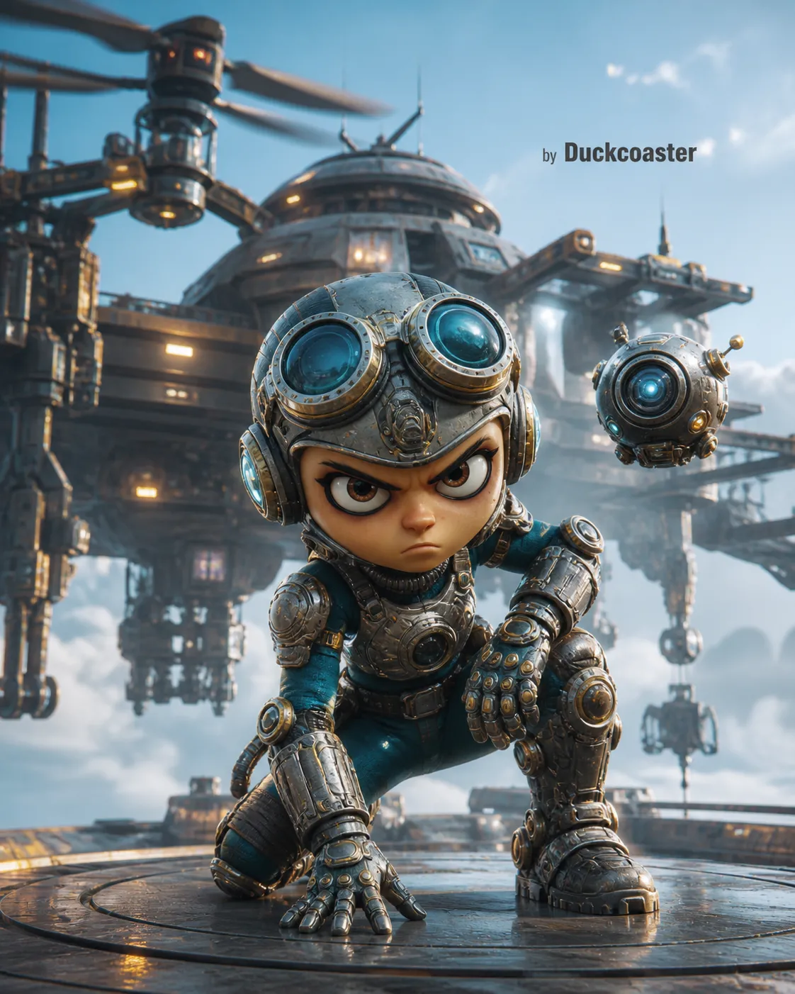 Dall E prompt | Neon Sentinel: Chibi Cyberpunk Vanguard