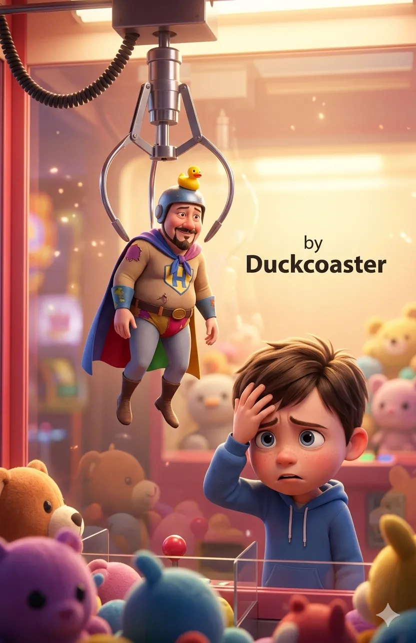 Nano Banana 2 prompt | The Claw Machine Hero: A Prize Nobody Wanted