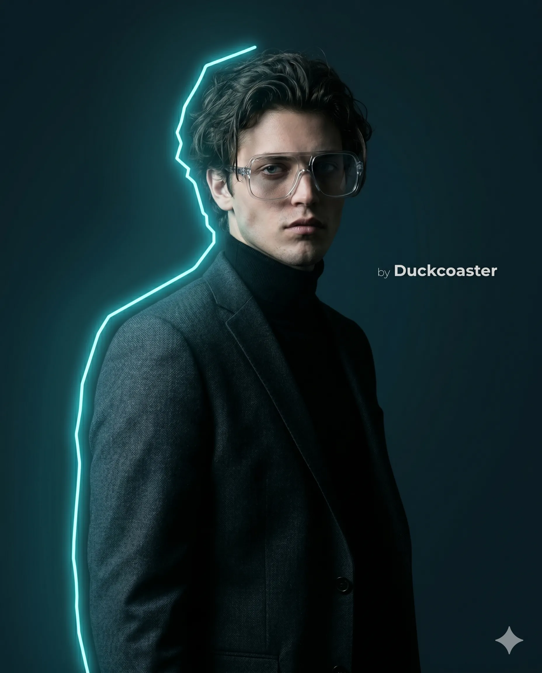 Nano Banana 2 prompt | Asymmetrical Neon Outline Cyber Editorial Portrait