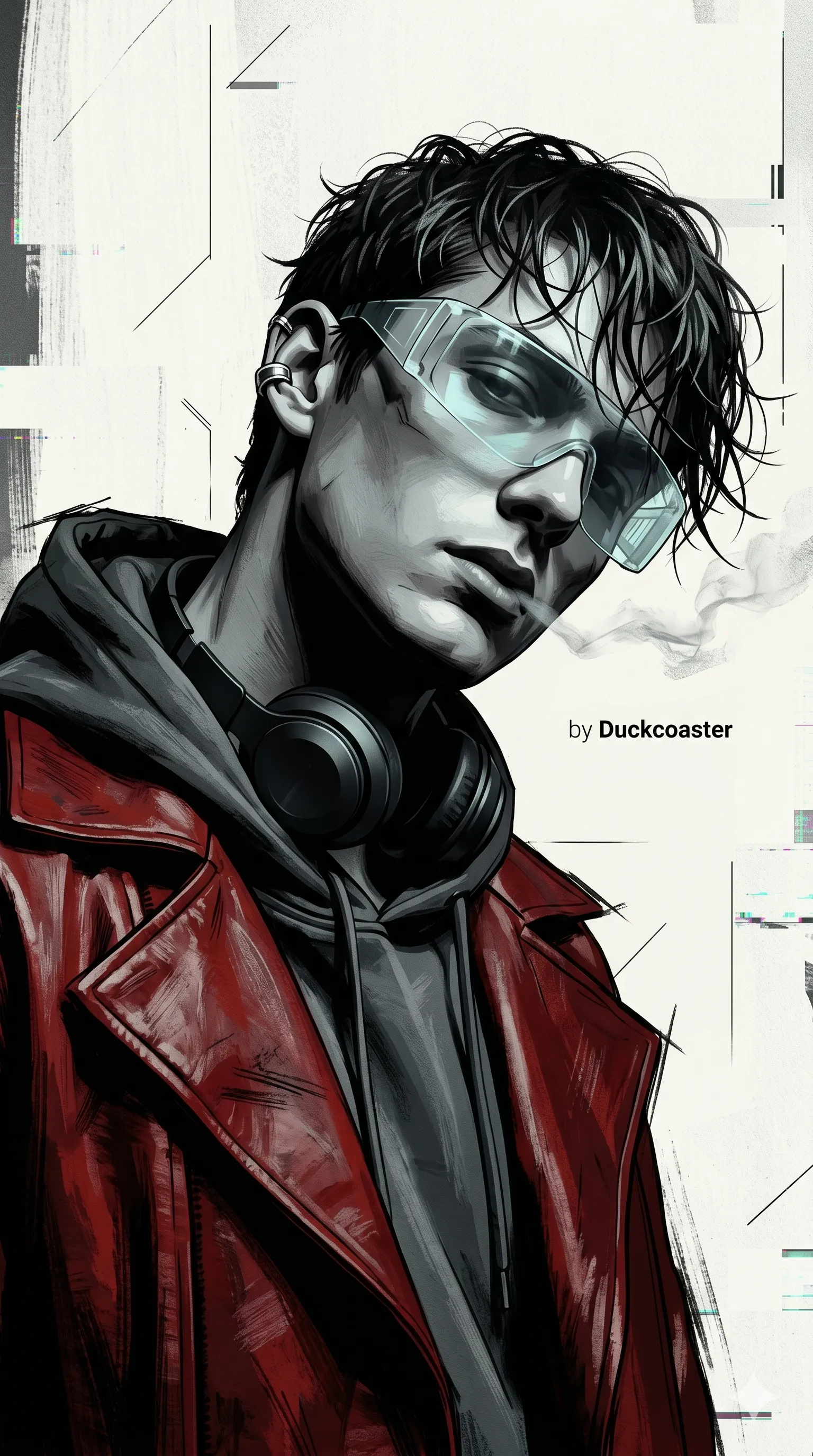 Nano Banana 2 prompt | Crimson Silence: Neo-Noir Visor Portrait