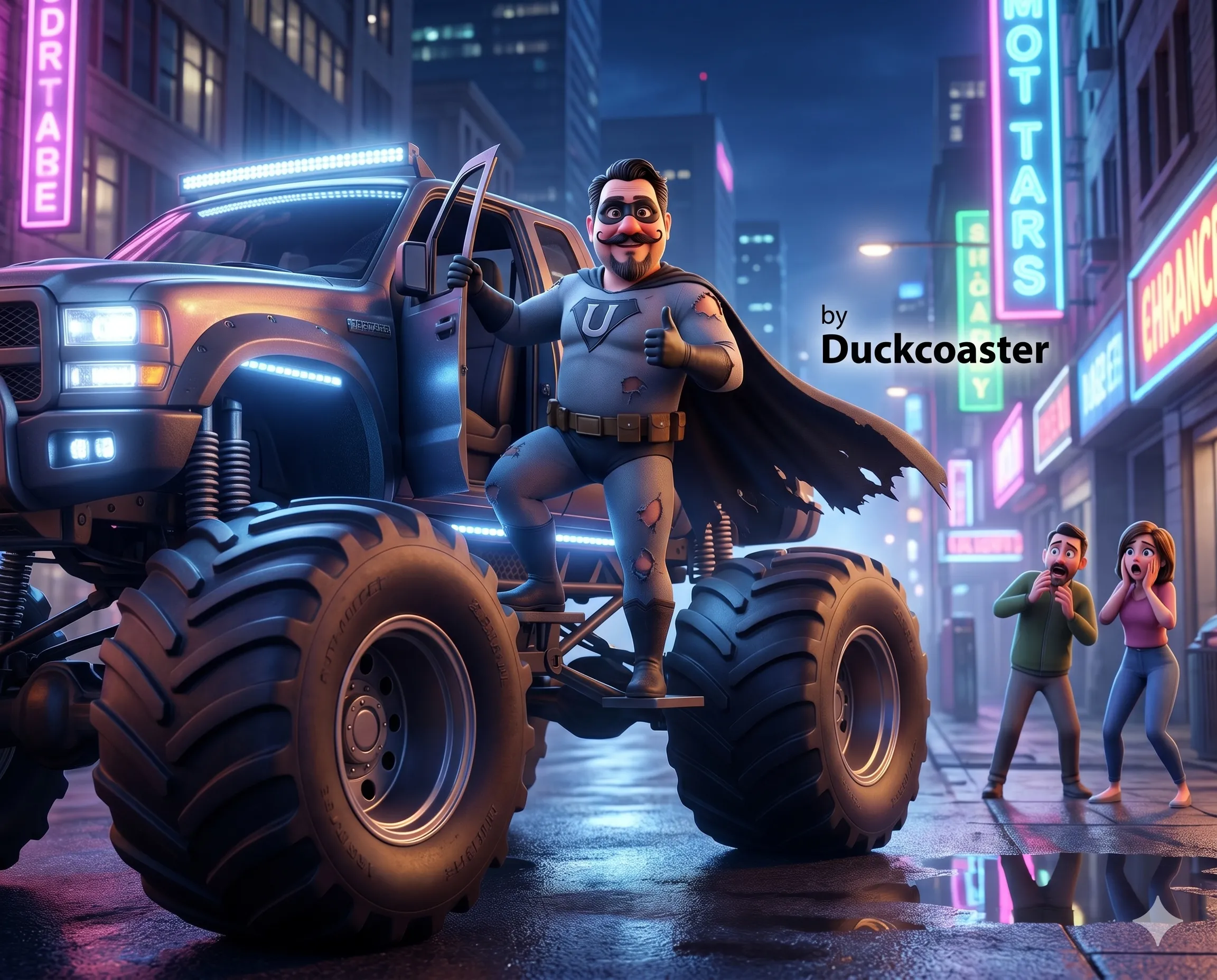 Nano Banana 2 prompt | What could go wrong? Useless Hero and the Monster Truck