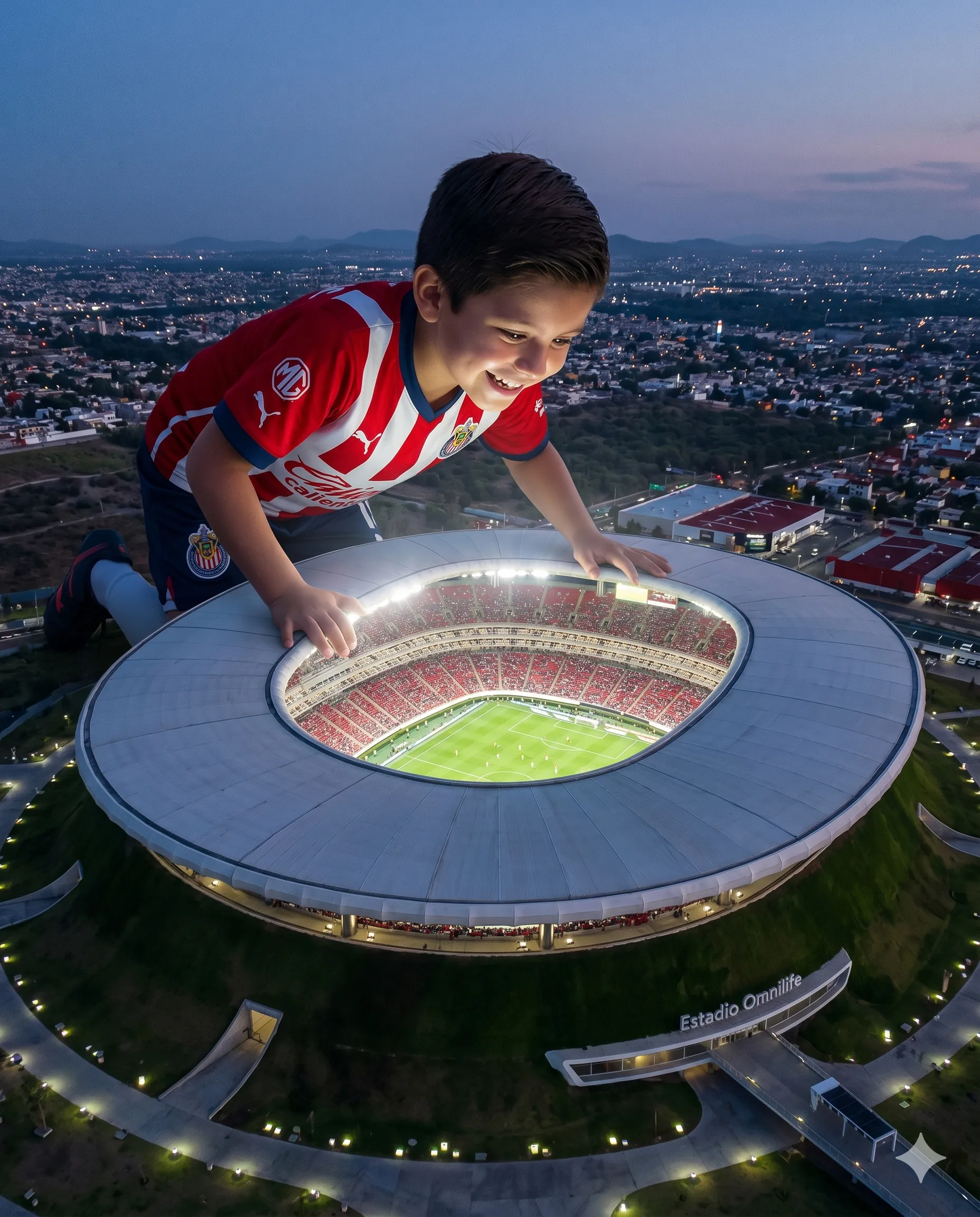 Nano Banana 2 prompt | The Giant Fan Outside the Stadium