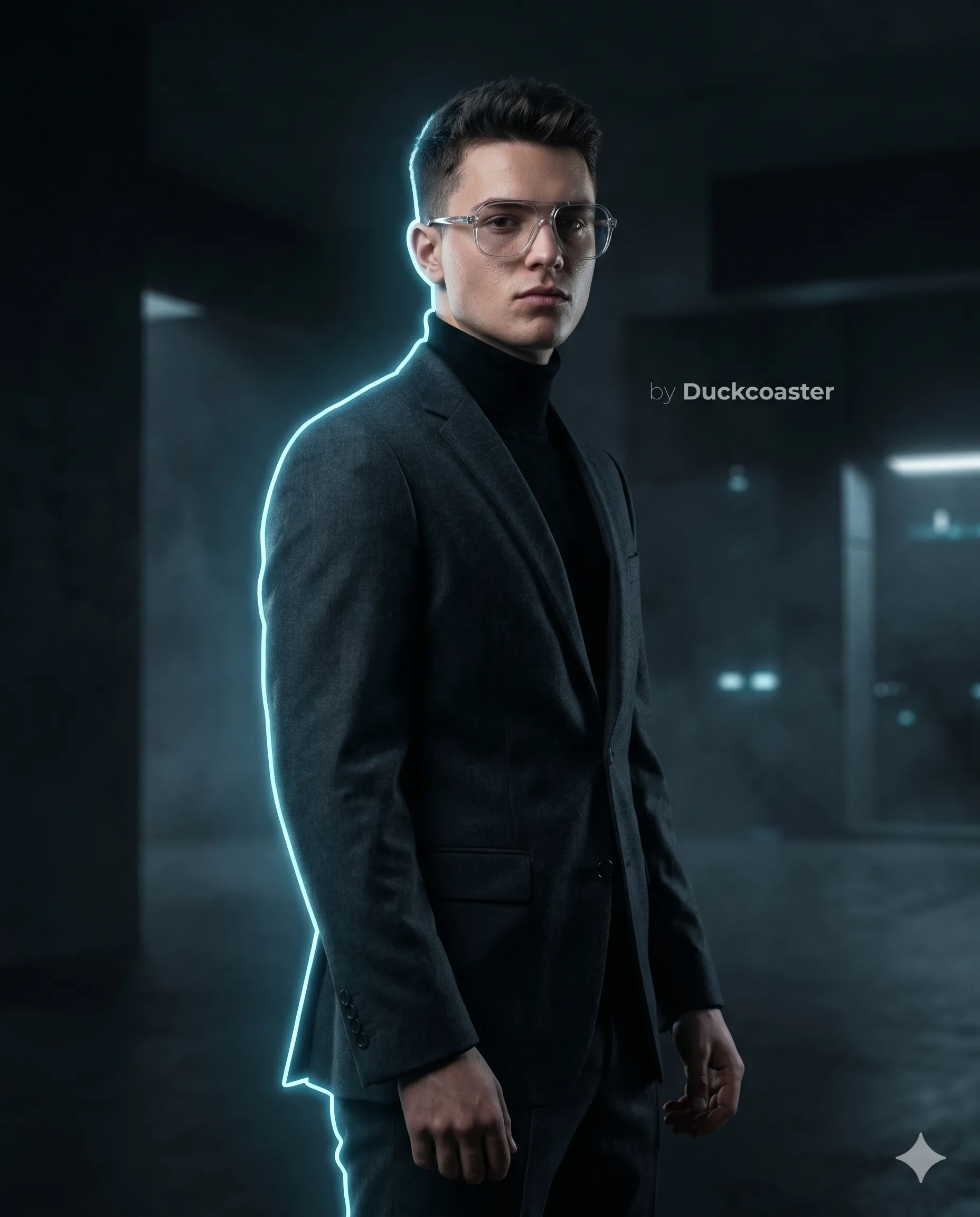 Nano Banana 2 prompt | Asymmetrical Neon Outline Cyber Editorial Portrait