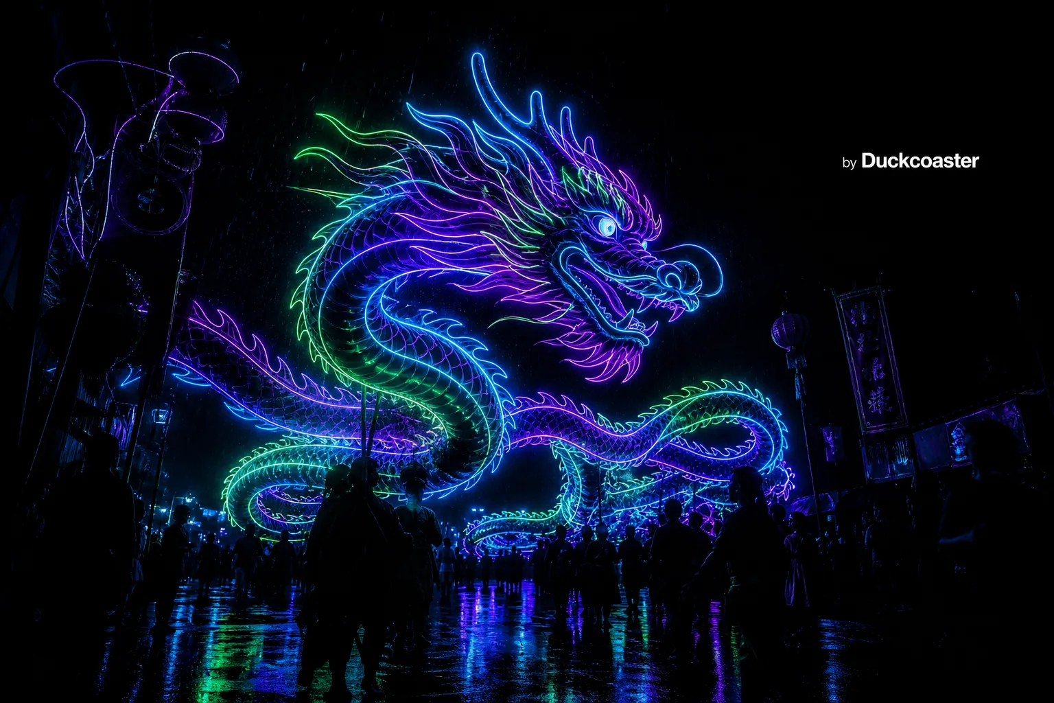 Dall E prompt | Neon Serpent of the Silent Festival