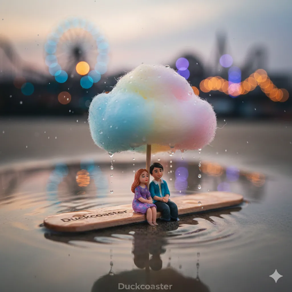 Nano Banana 2 prompt | Miniature Romance on a Cotton Candy Raft.