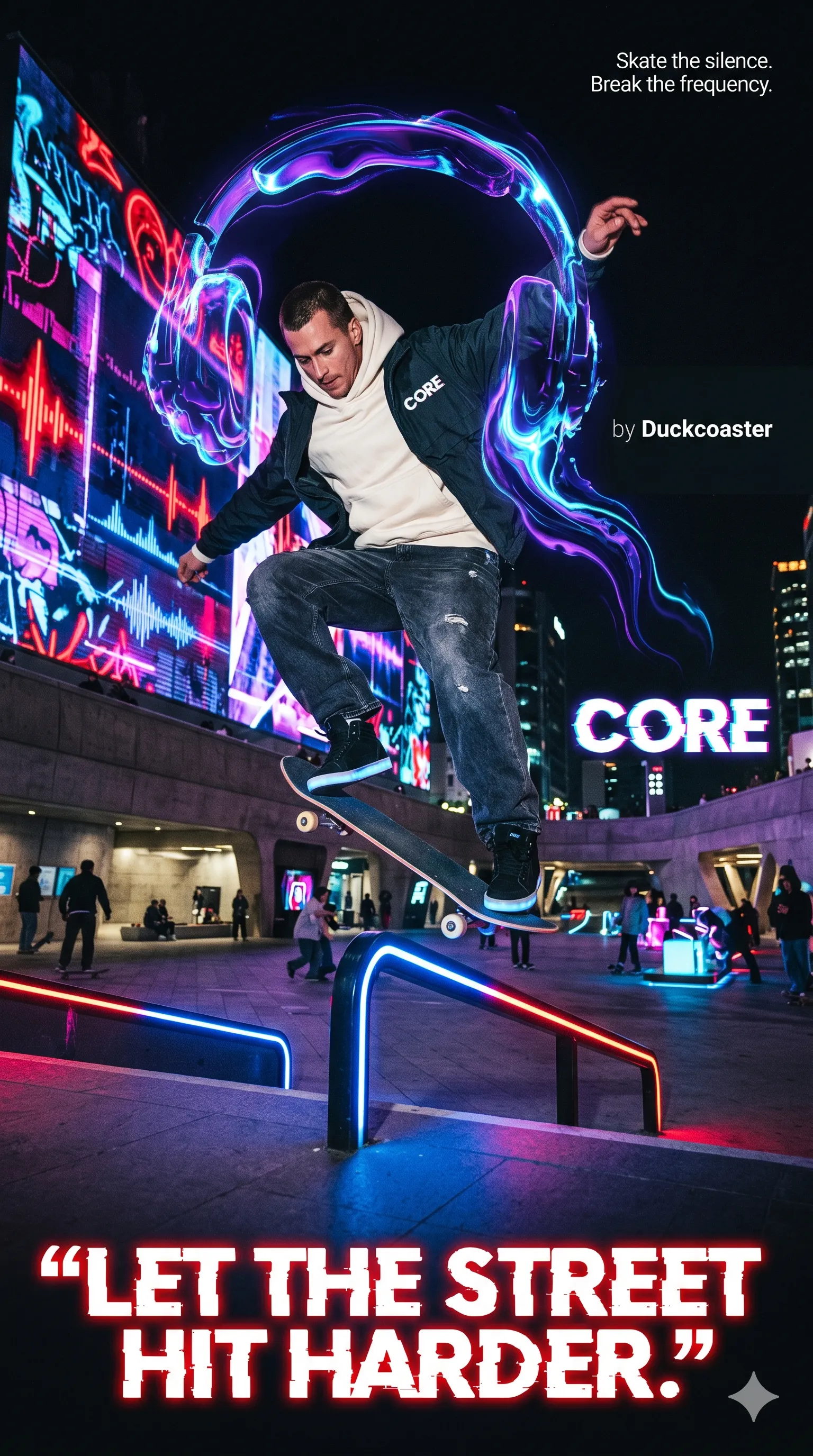 Nano Banana 2 prompt | CORE FREQUENCY: Skate the Silence