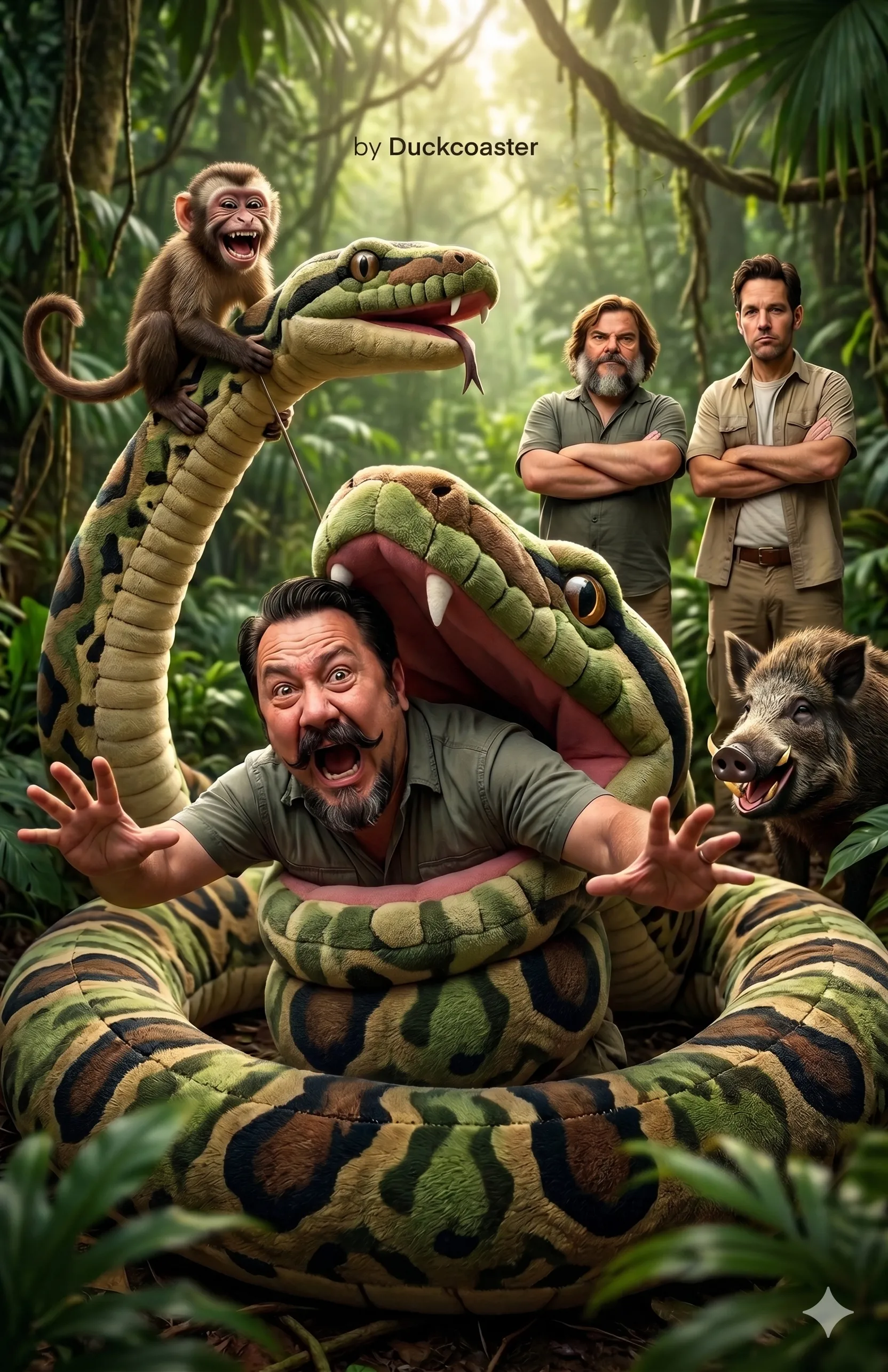 Nano Banana 2 prompt | Jungle Panic: The Plush Anaconda Incident