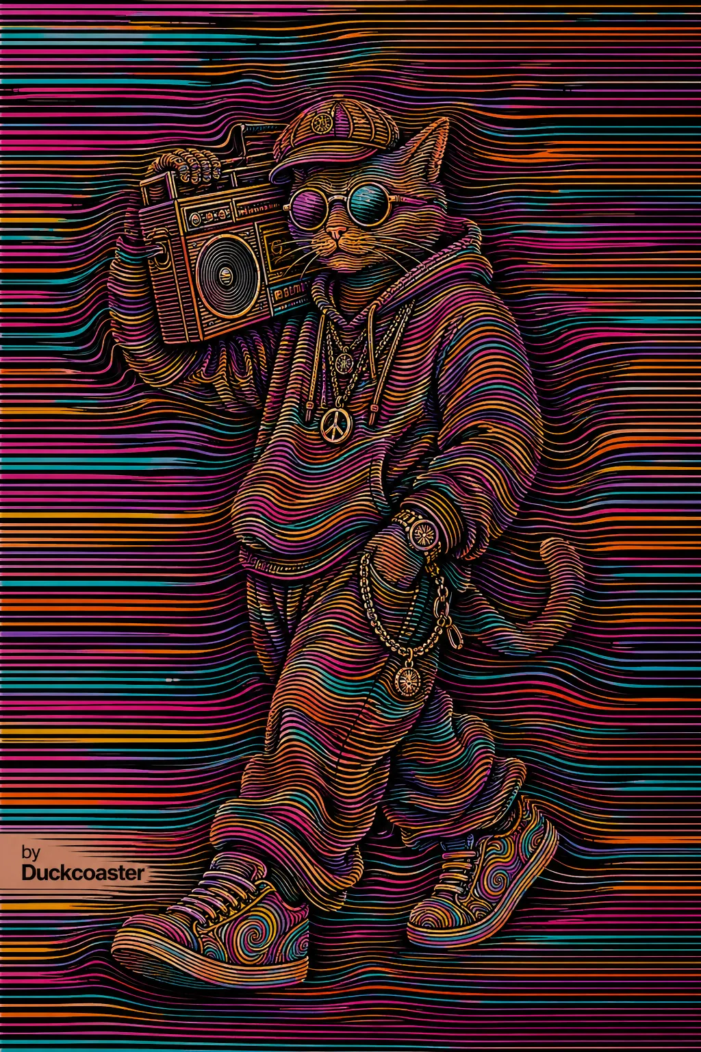 Dall E prompt | Flow State: Psychedelic Cat Illusion