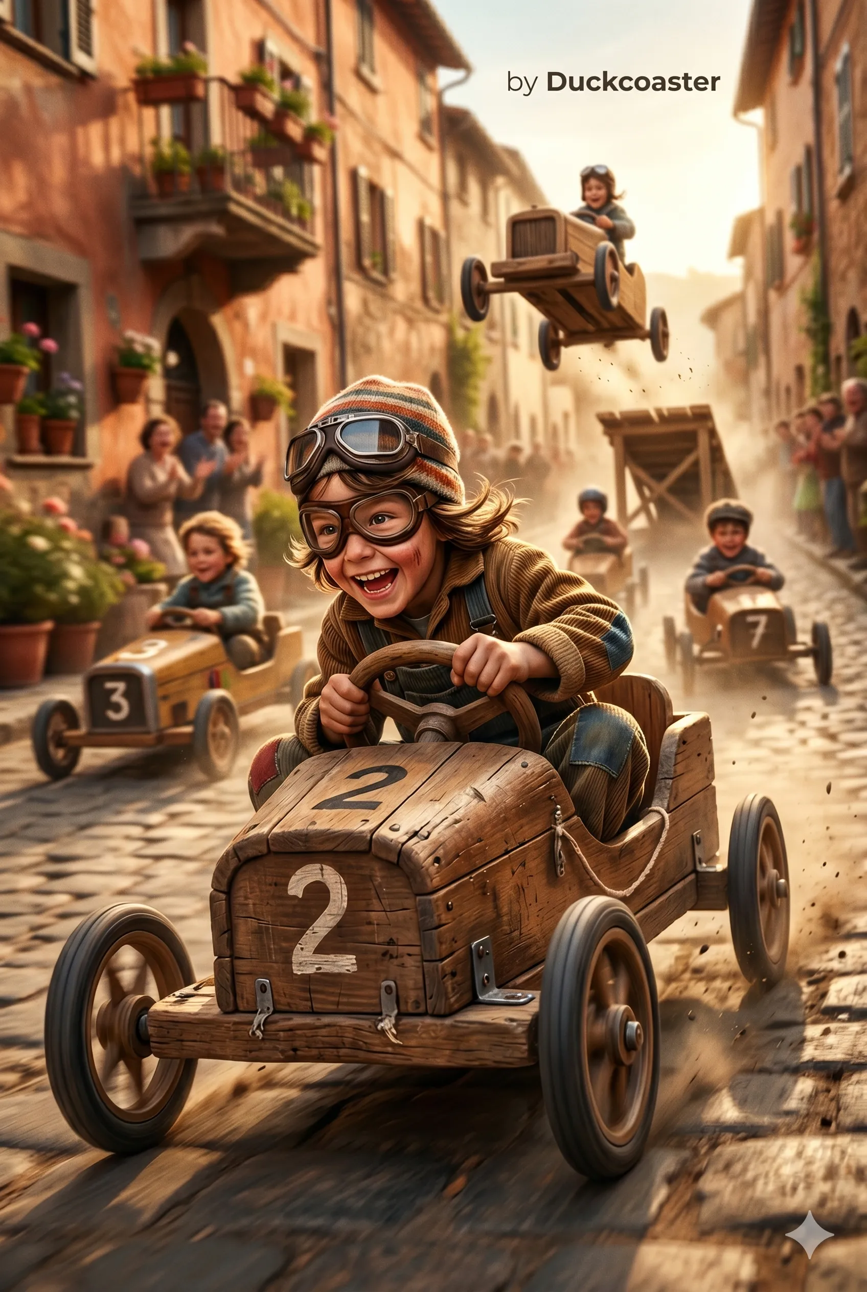 Nano Banana 2 prompt | Terracotta Rush: Wooden Car Race
