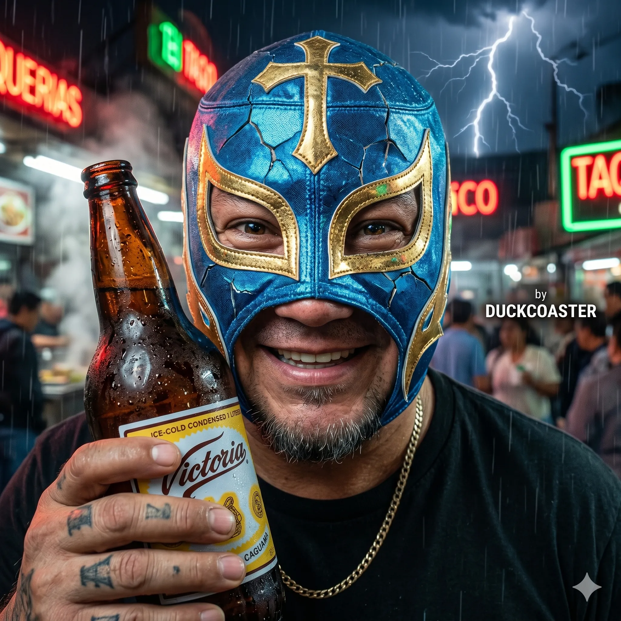 Nano Banana 2 prompt | Neon Resolve: The Luchador’s Quiet Victory