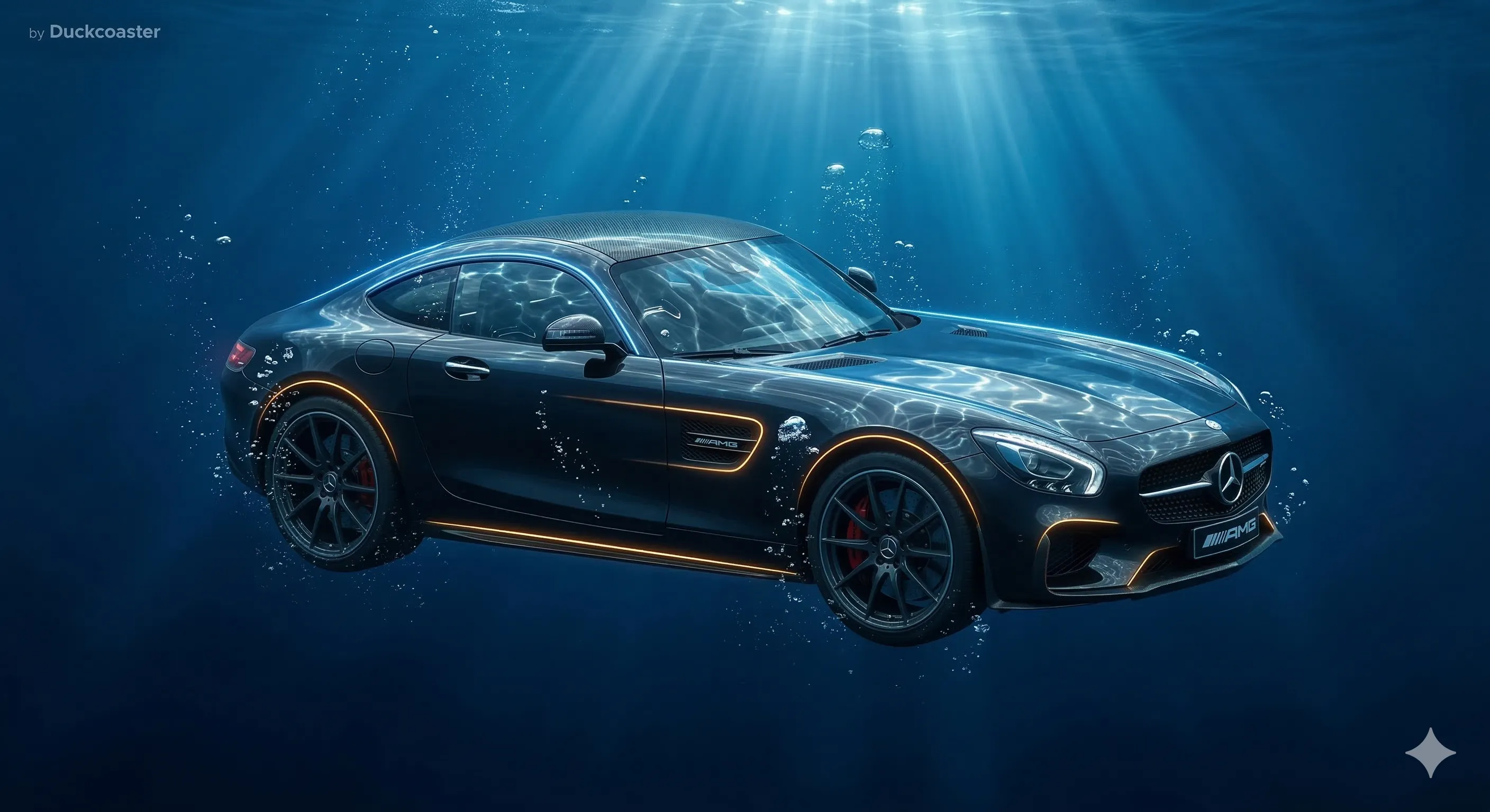 Nano Banana 2 prompt | Luxury Auto Floating in Cinematic Underwater Light.