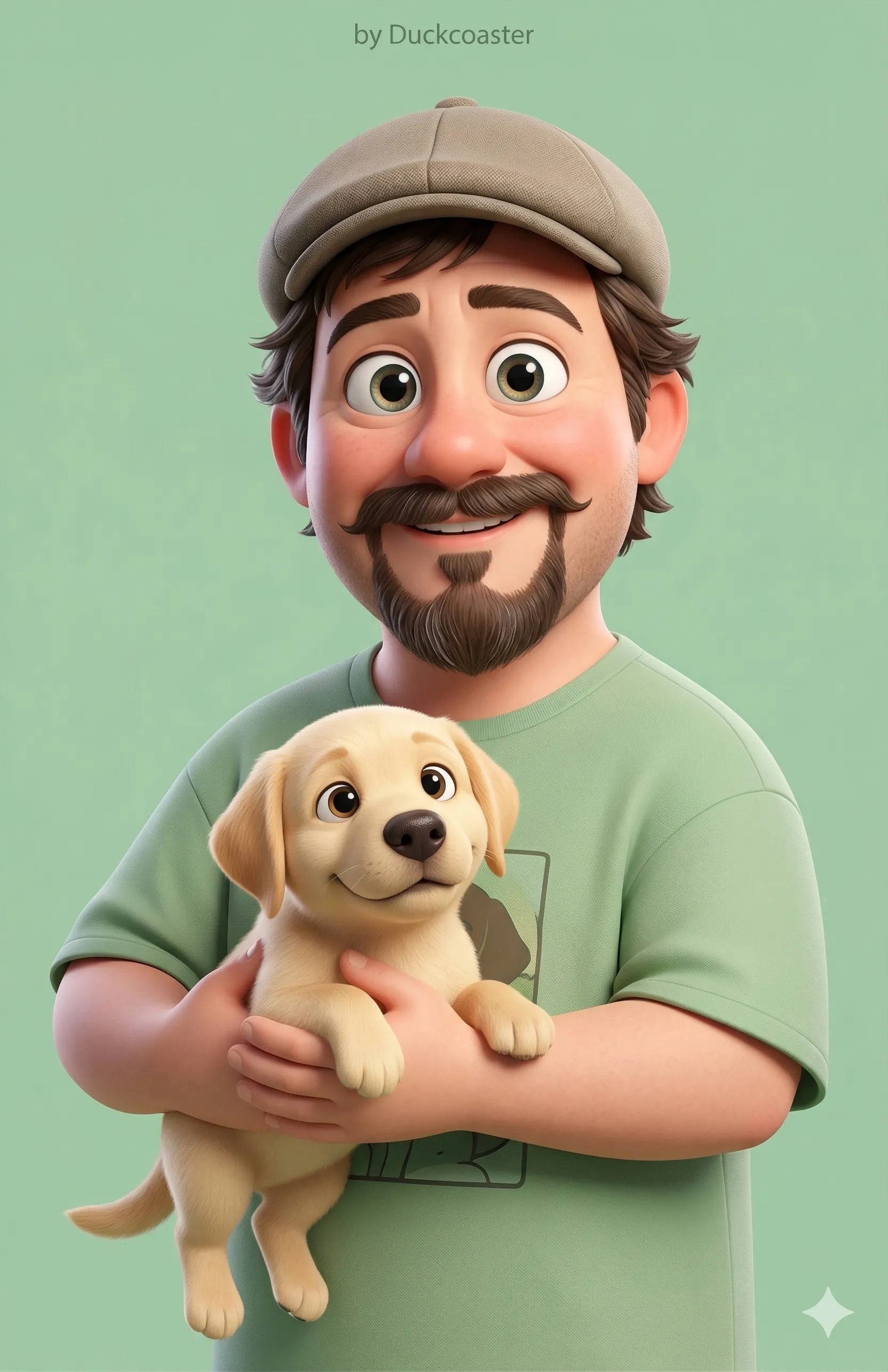 Nano Banana 2 prompt | Cheerful 3D Character with Labrador in Pastel Scene.