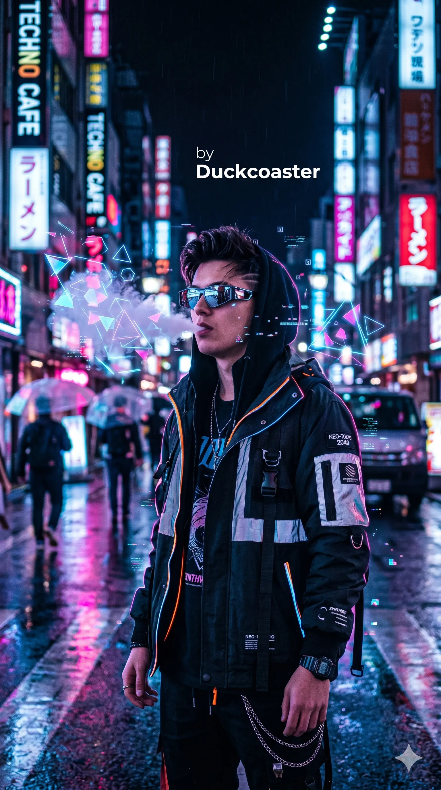 Nano Banana 2 prompt | Neon Drift: Cyberpunk Hood Ornament Moment