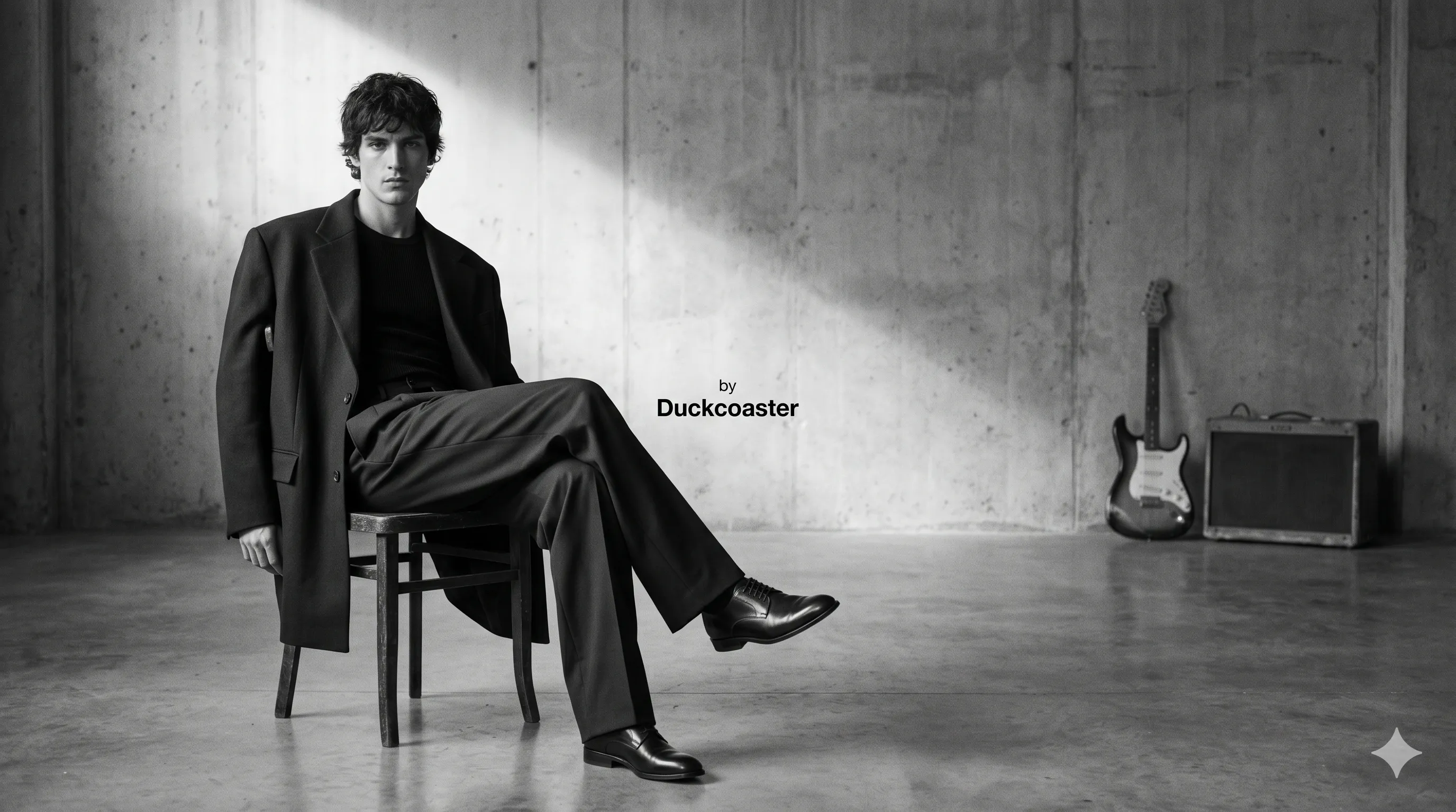 Nano Banana 2 prompt | Cinematic Black-and-White Editorial, Minimalist Industrial Set