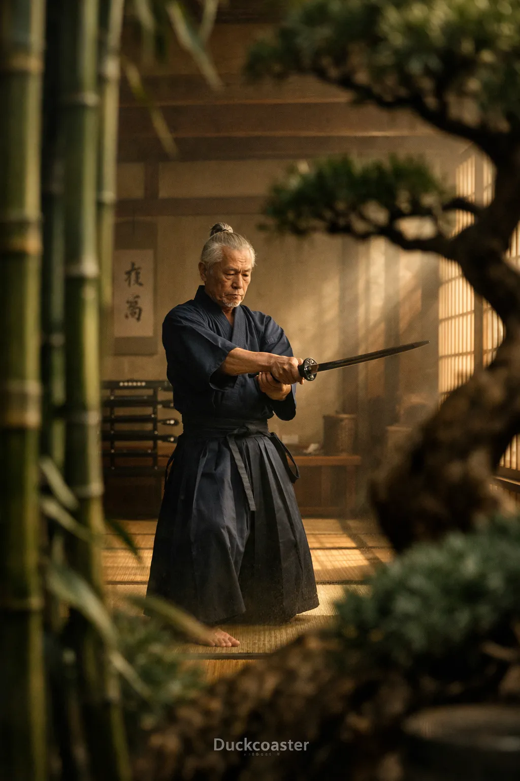 Dall E prompt | Hidden View of a Bushido Master in Motion.