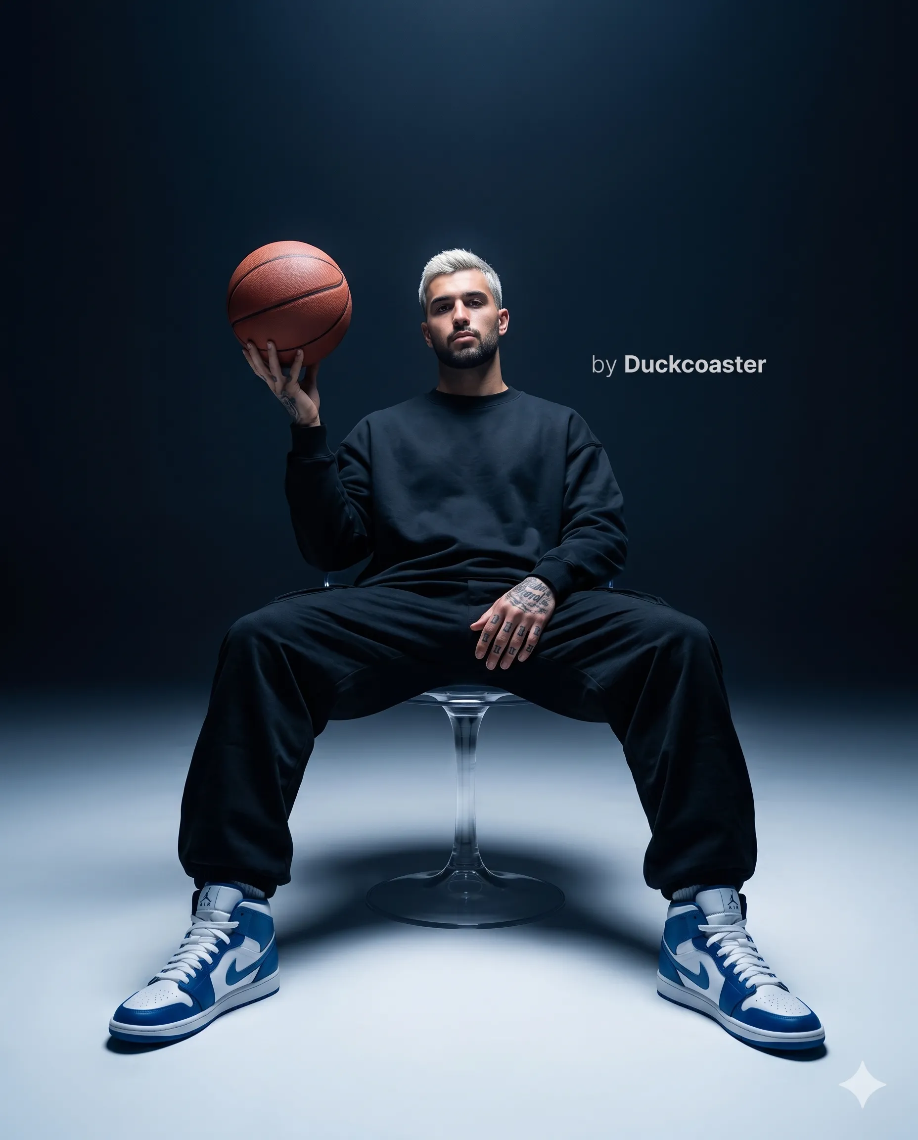Nano Banana 2 prompt | Basketball Editorial on Acrylic Pedestal