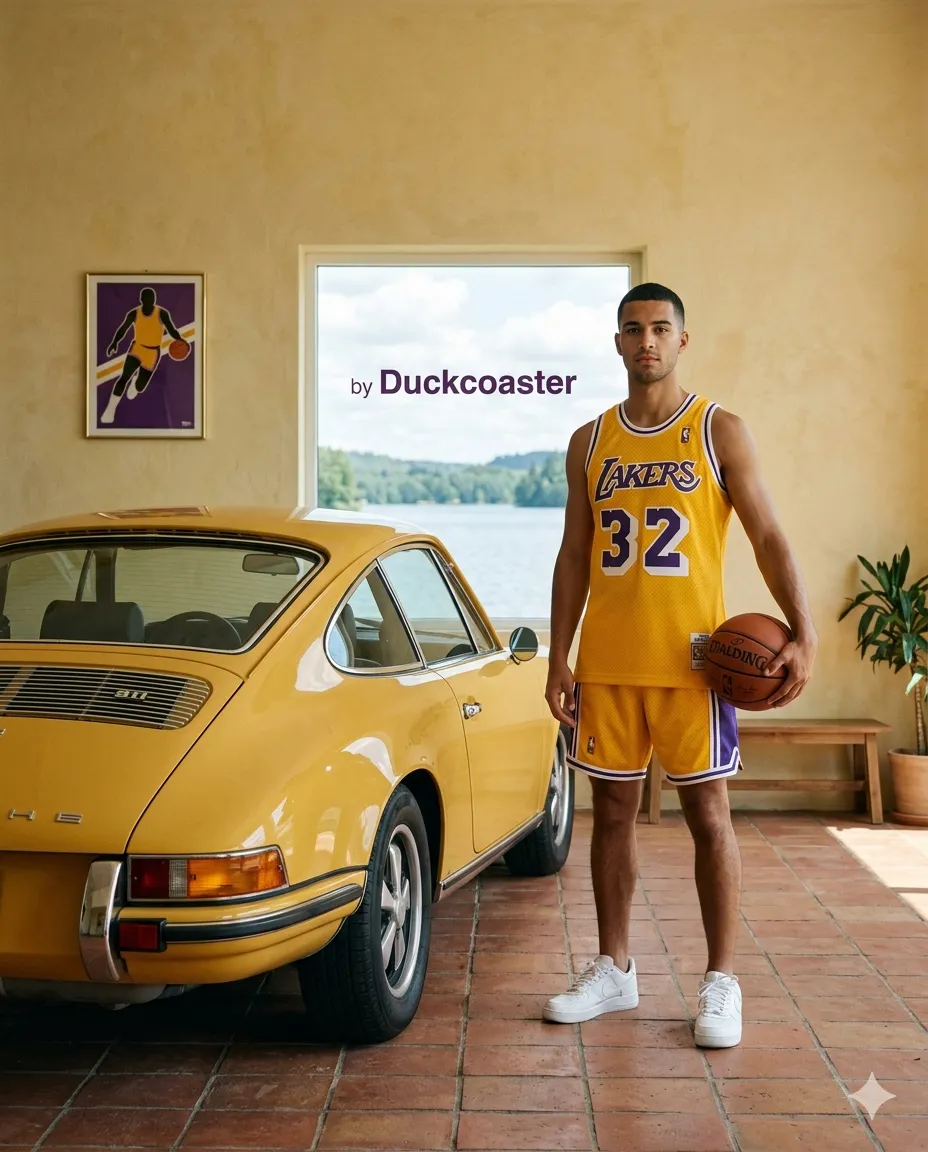 Nano Banana 2 prompt | Lakers Vintage Stillness by the Lake