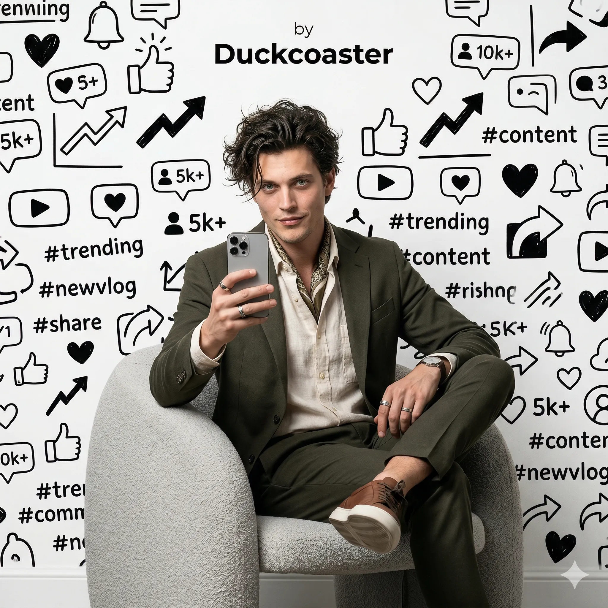 Nano Banana 2 prompt | Influencer Portrait with Social Media Doodles