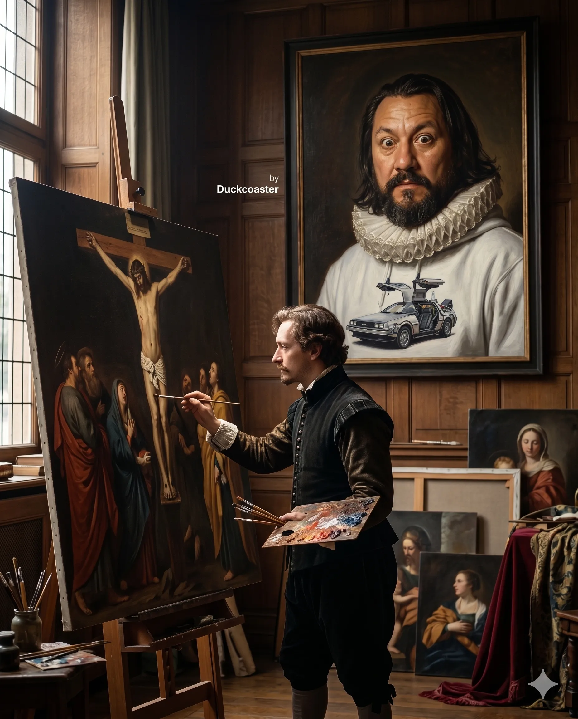 Nano Banana 2 prompt | Van Dyck’s Studio and the Time-Displaced Sitter