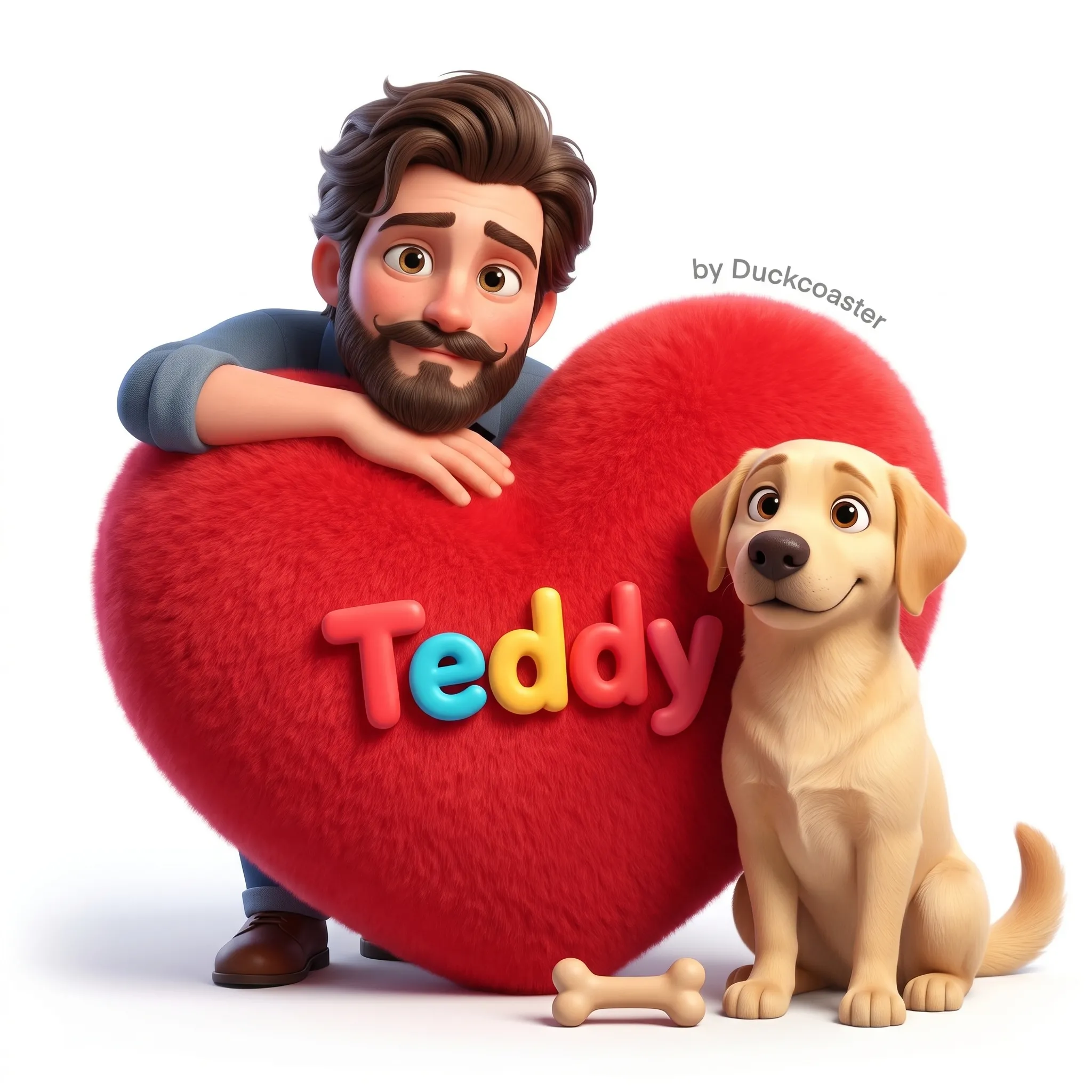 Nano Banana 2 prompt | Teddy Heart: A Soft Bond Between Man and Labrador